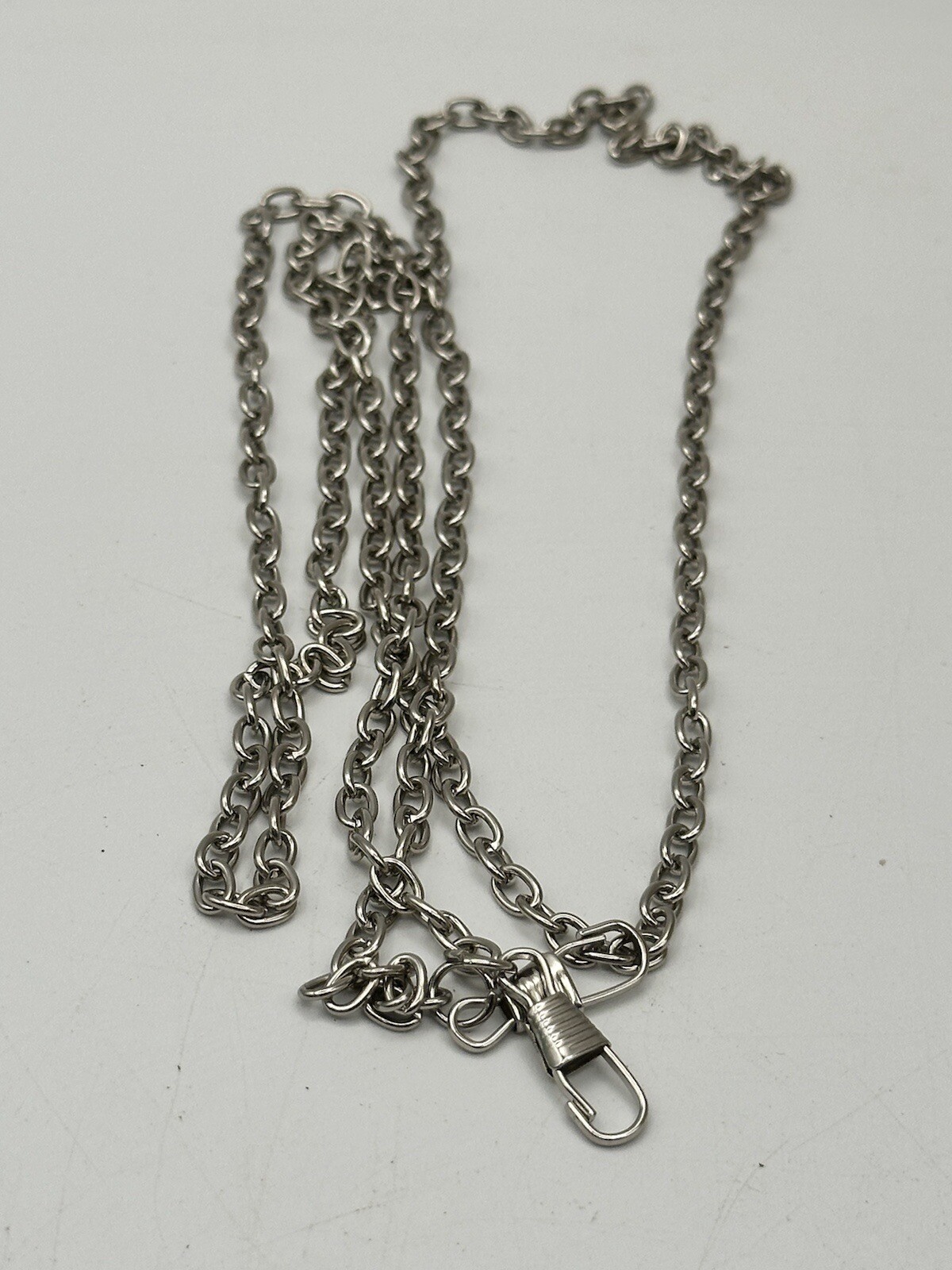 Silver Tone 46” Chain Clutch Strap With Attachment Hooks