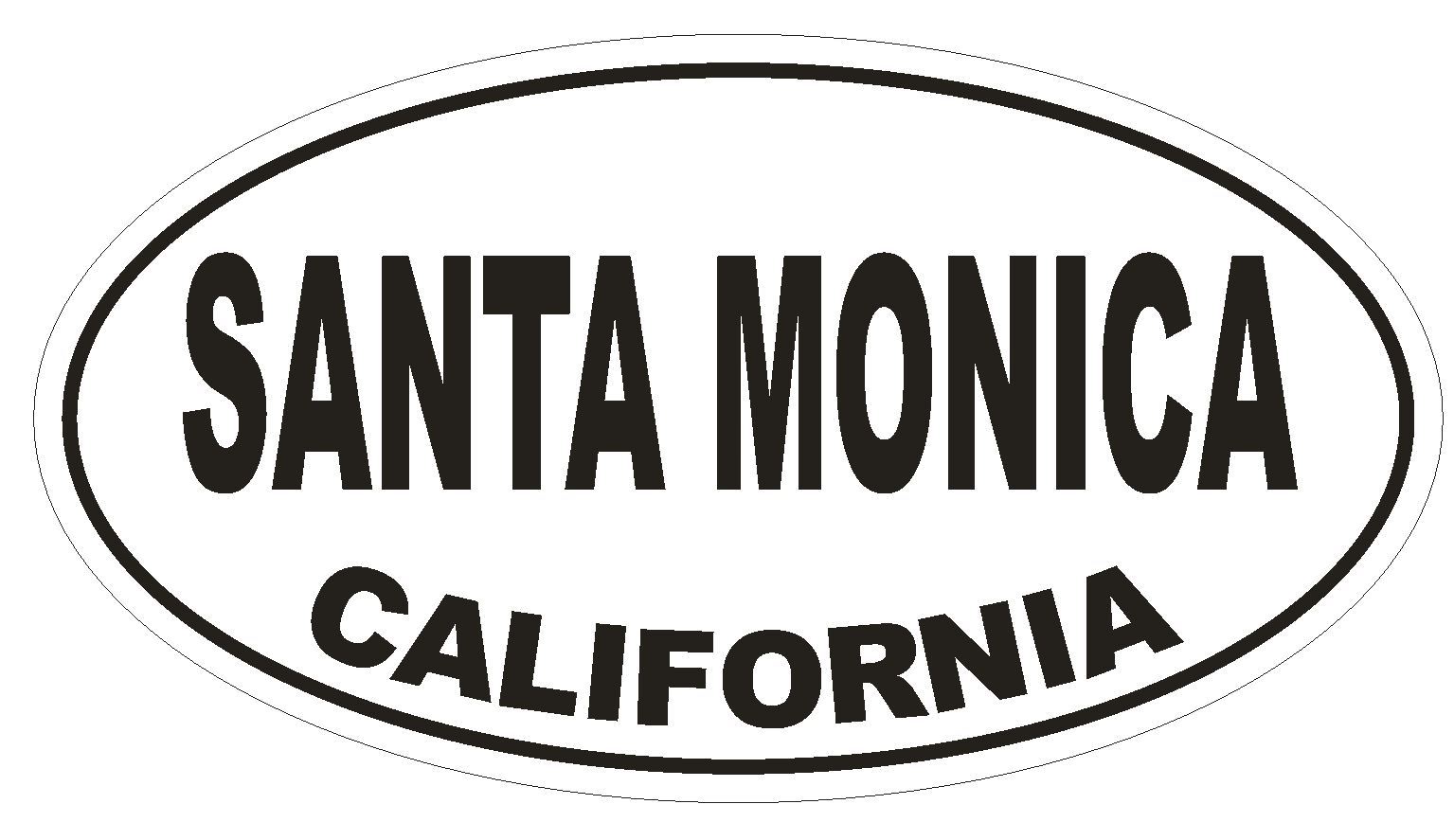 Santa Monica California Oval Bumper Sticker or Helmet Sticker D2823 Euro Oval