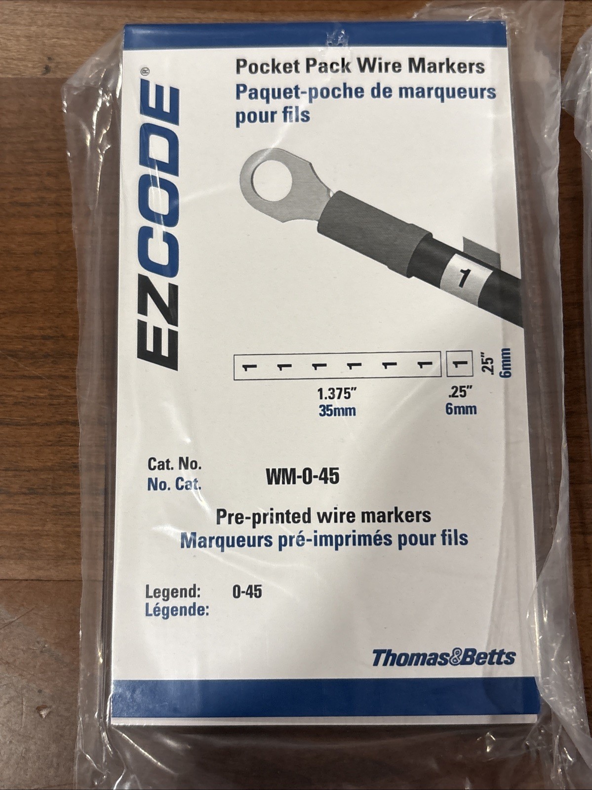 Thomas & Betts EZCODE Pocket Pack Wire Markers Book WM-0-45 & 46-90 - New 2-pack