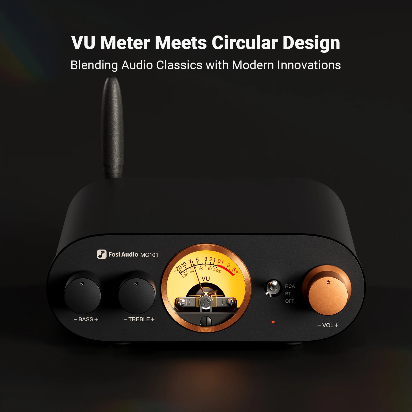 Fosi Audio MC101 Bluetooth 5.3 Stereo Amplifier VU Meter HiFi 100Wx2