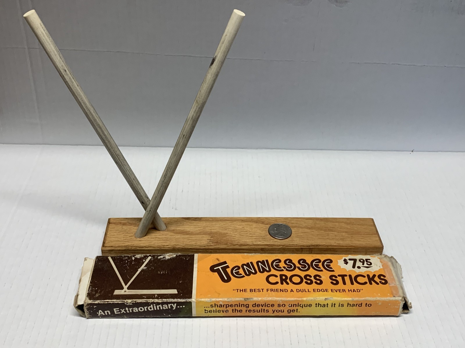 VINTAGE TENNESSEE CROSS STICKS"THE BEST FRIEND A DULL EDGE EVER HAD" WITH BOX
