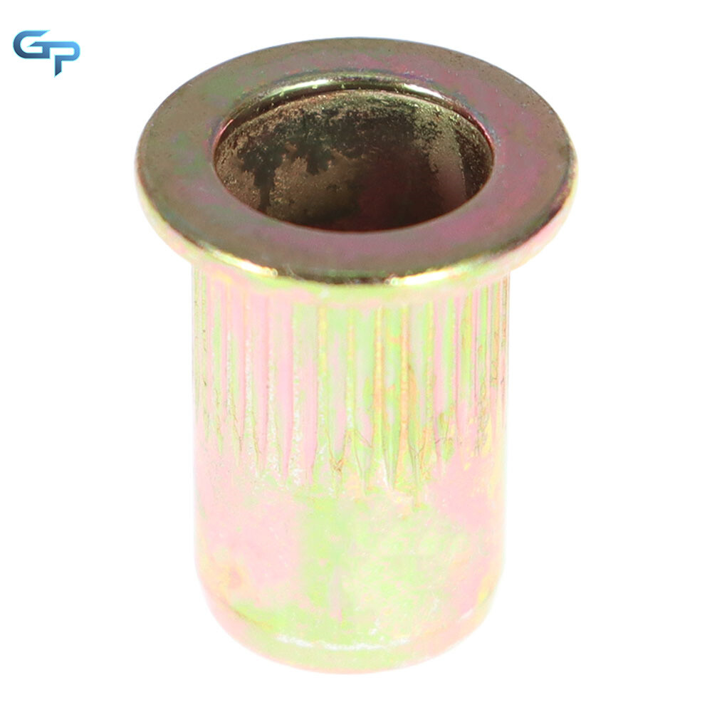 M6 Metric Carbon Steel Rivet Nut Flat Head Threaded Insert Nutsert 100 Pack