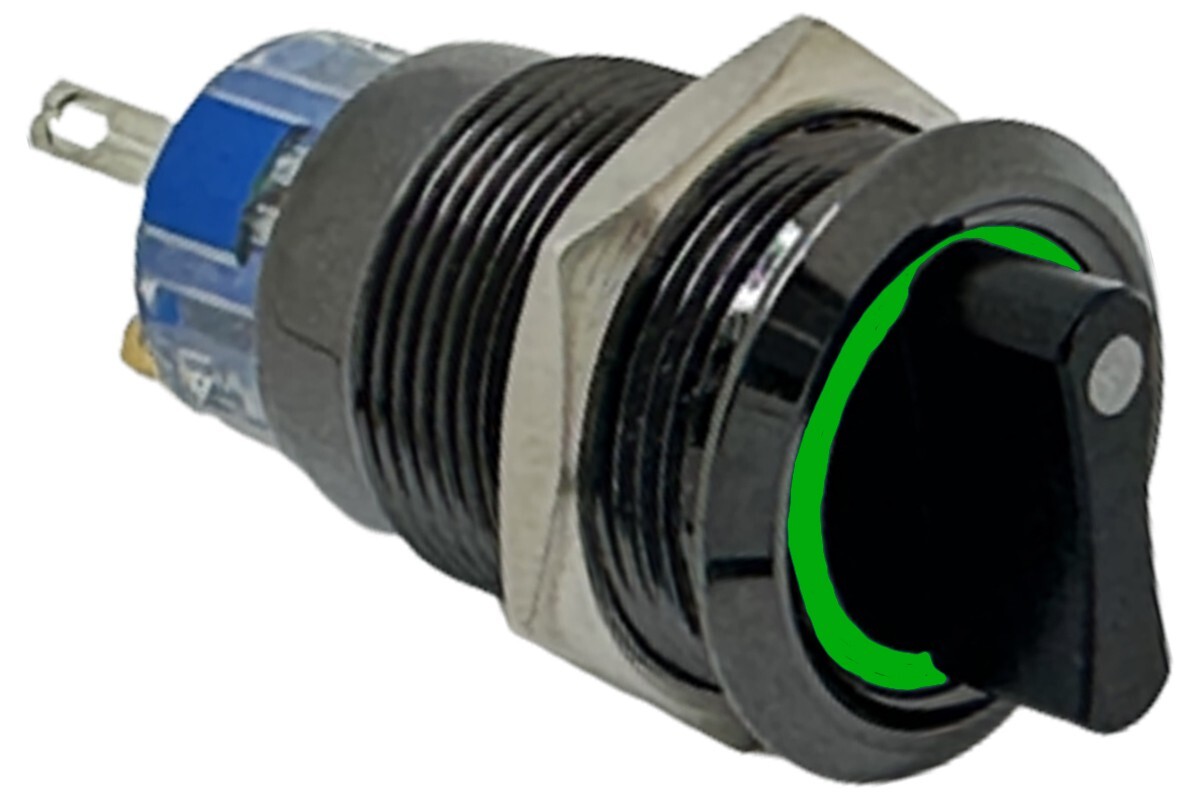 3/4" 2-Way Rotary Stainless Steel Selector Switch Green Angel Eye 19mm 12V SPST