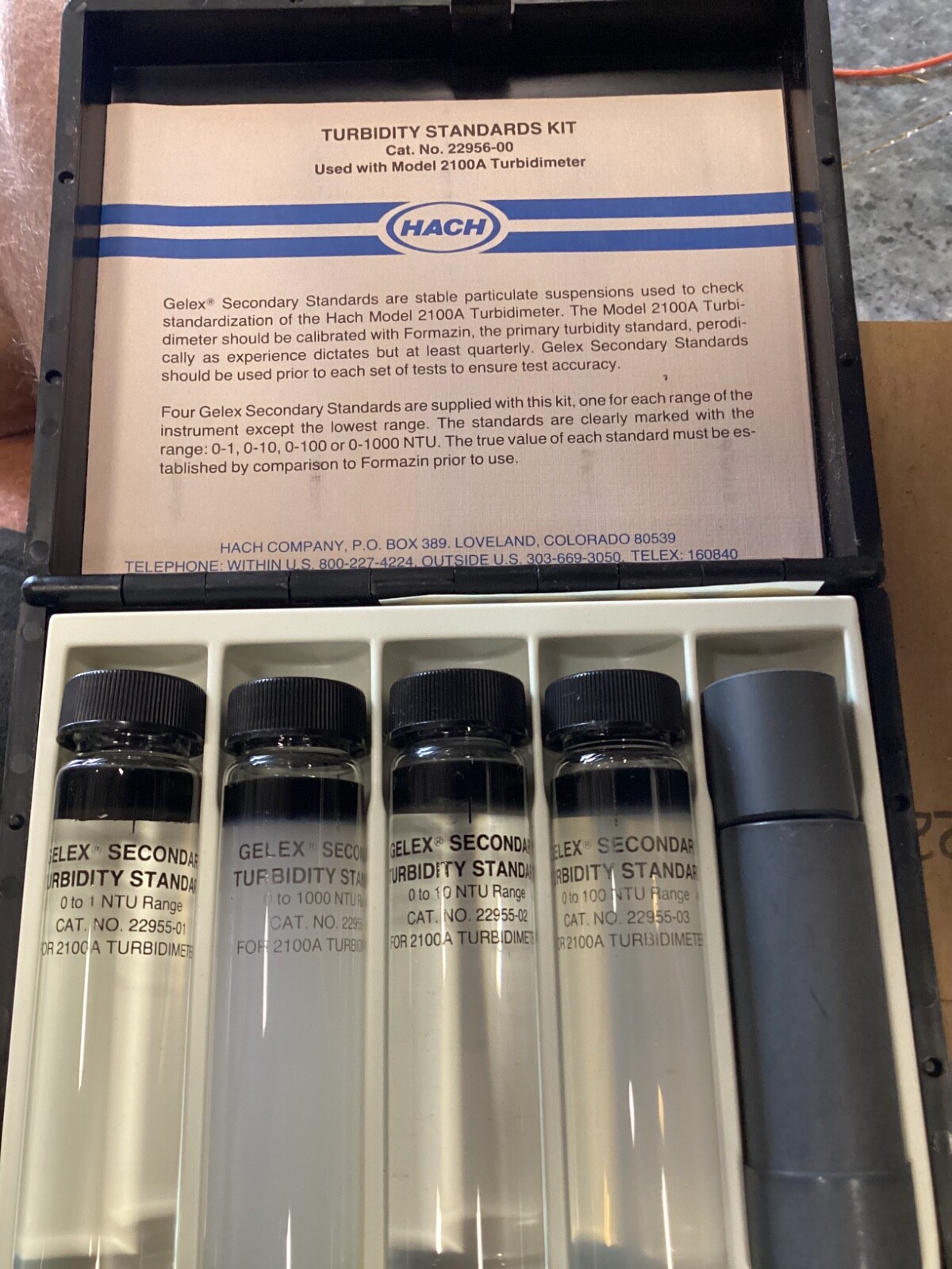 HACH Turbidity Standard Kit used with model 2100A Turbidimeter