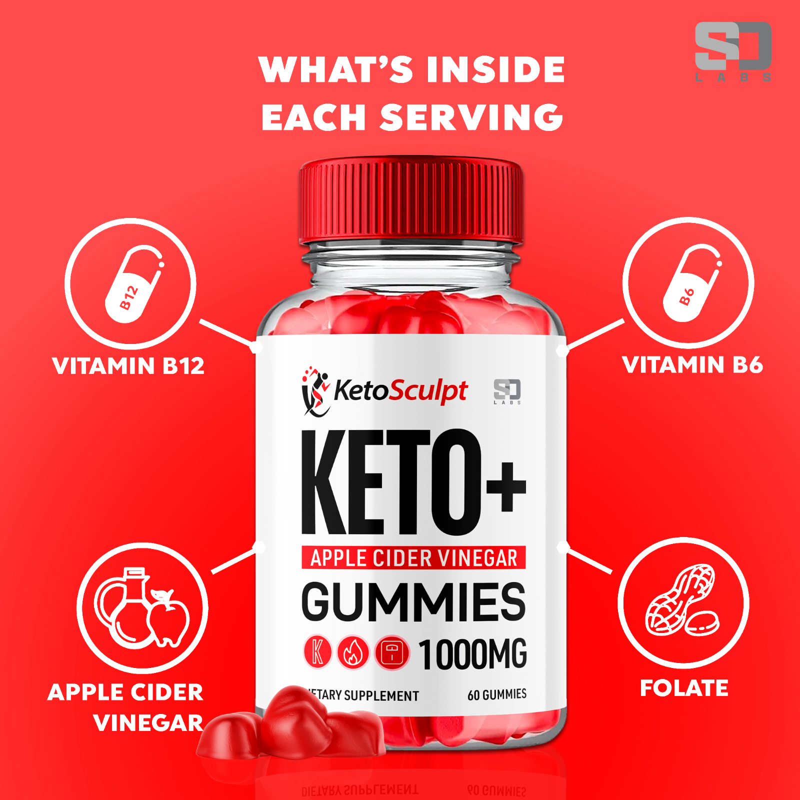 (5 Pack) Keto Sculpt Gummies - Keto ACV Gummys For Balanced Lifestyle - 300 Gums