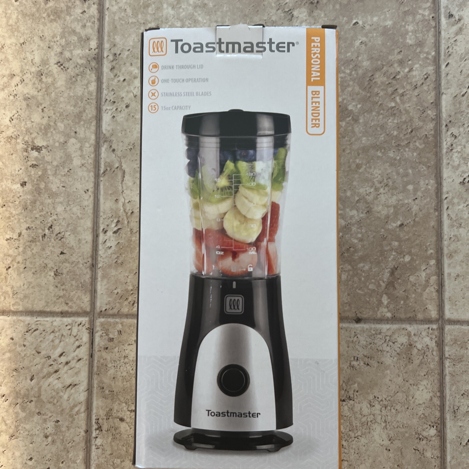 Personal Blender Toastmaster TM-3MBL Drink Through Lid New Original Box Smoothie