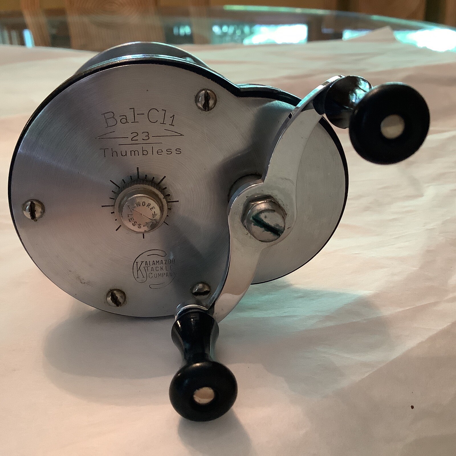 KALAMAZOO TACKLE  CO. BAL - CL1 23 THUMBLESS  VINTAGE  FISHING REEL   USA  (317)