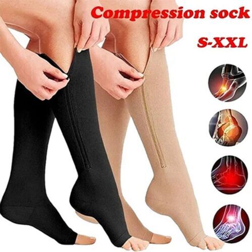 Medias Calcetines De Compresion 20-30 Mmhg Para Hombres Y Mujeres Con Cremallera