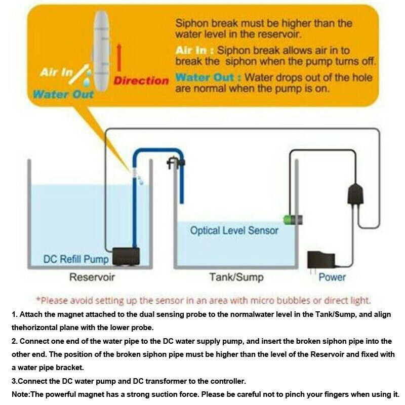 AutoAqua Smart ATO Lite Auto Water Top Off / Up W/ Pump Float Switch Aquarium