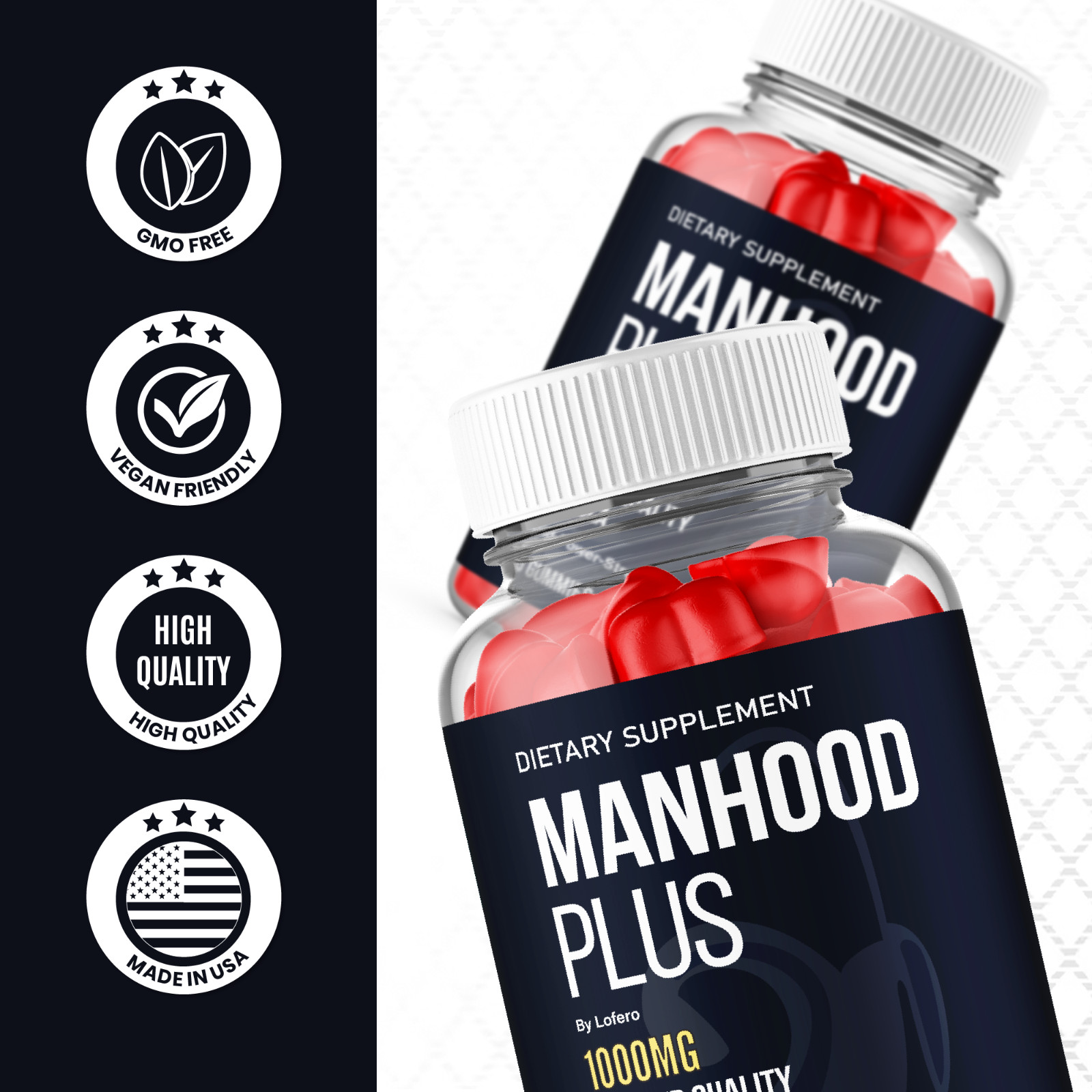 Manhood Plus Gummies for Men, Man Hood Male Stamina, Performance (60Ct)