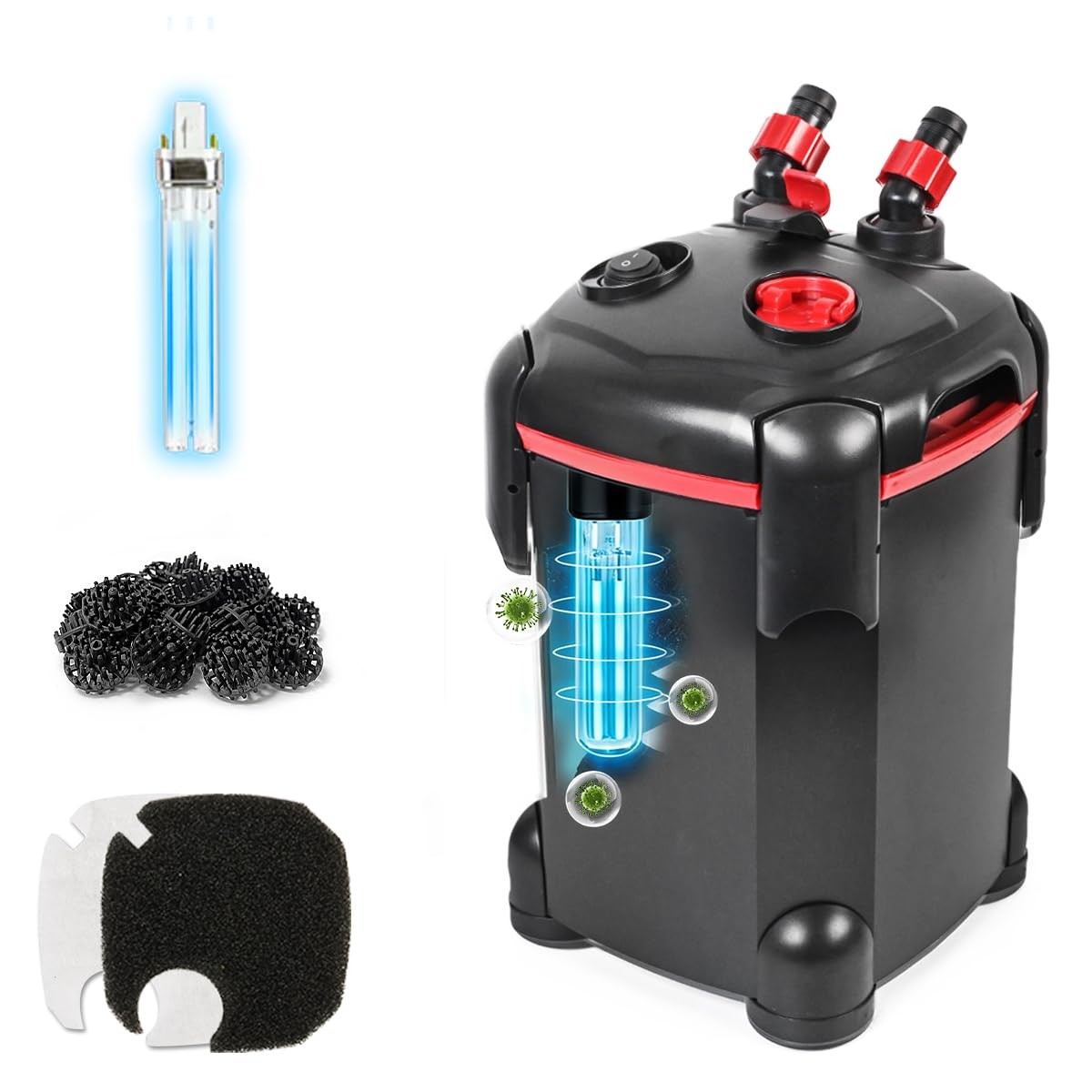 Canister Filter, External Aquarium Filter Ultra-Quiet Water Circulation Clean...