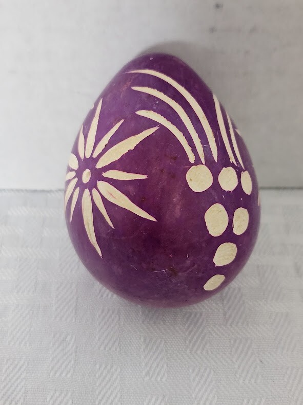 EASTER EGG Purple Dyed Hand Etched Designed-Solid EUC