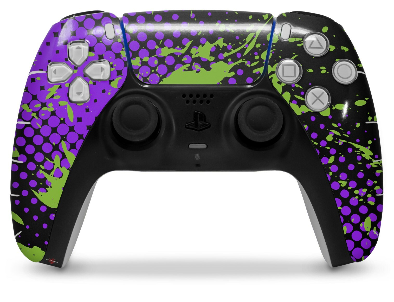 Skin Sony PS5 Controller Halftone Splatter Green Purple