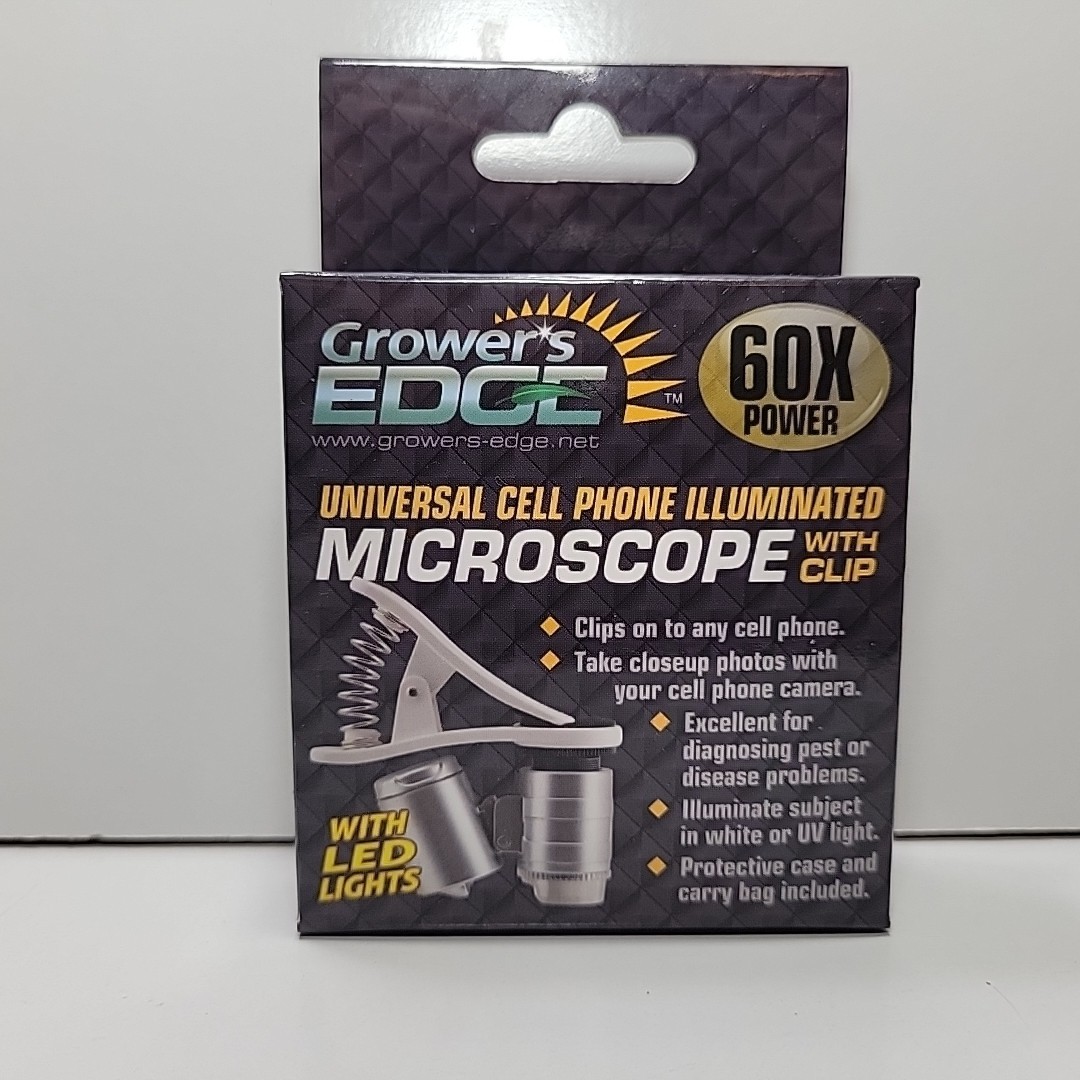Cell Phone Illuminated Microscope w/ Clip 60x Zoom Universal Growers Edge