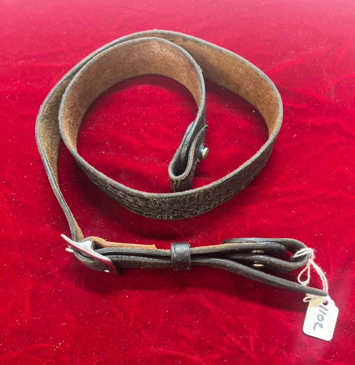 Vintage 1-3/8" Leather Basketweave Rifle Sling #1102