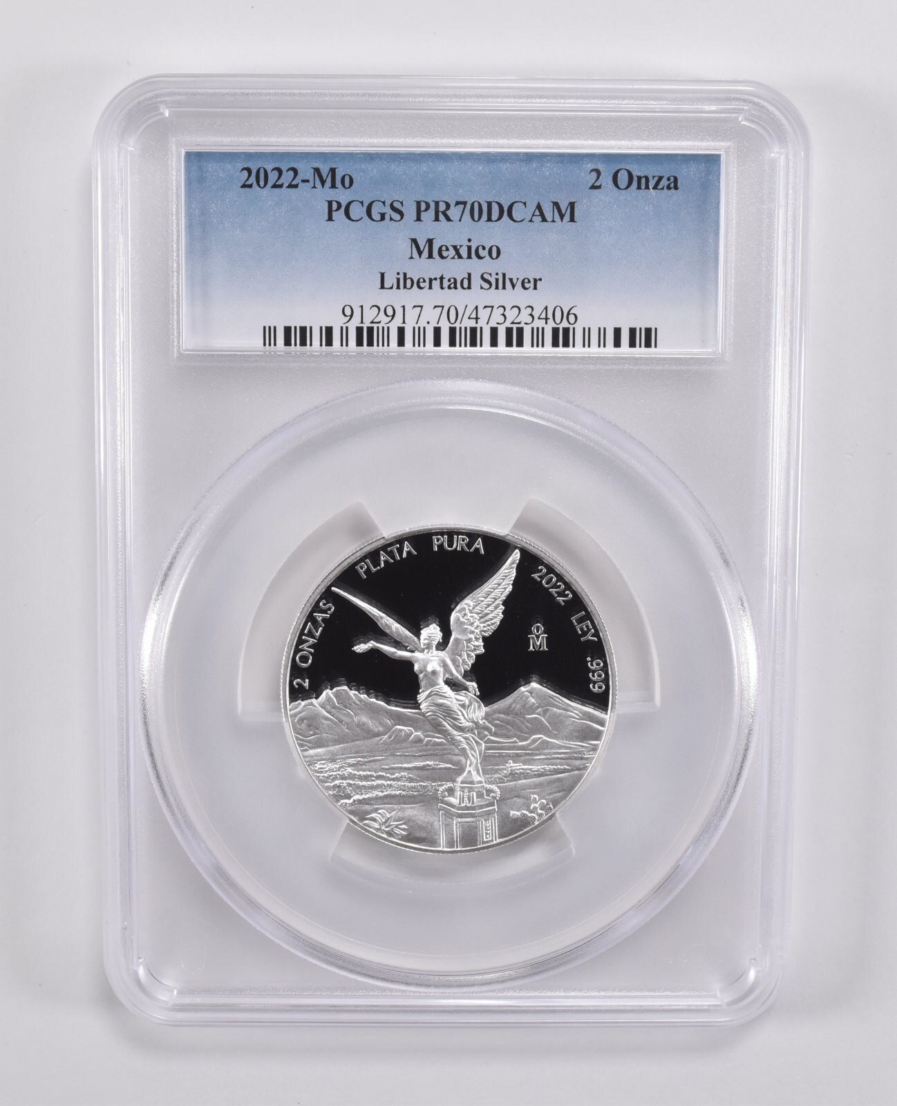 2022 MO Mexico 2 Onza Libertad 2 Oz Silver PR70 DCAM PCGS Blue Label