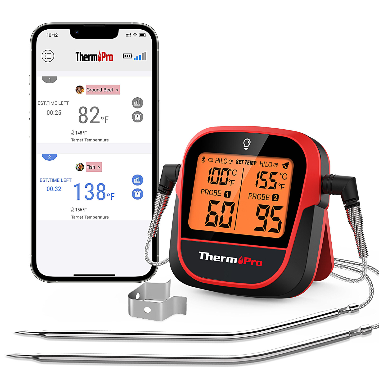 TempPro TP902W Wireless Bluetooth Meat Thermometer 2 Probes for Cooking Grill