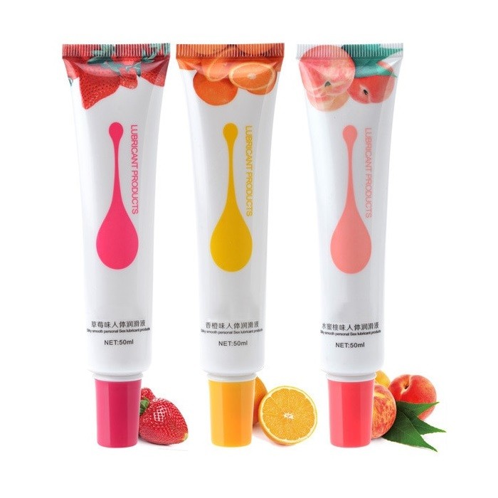 Sex Lubricant Flavored Edible Water-Based Fruit Gel Lube Orange/Strawberry/Peach