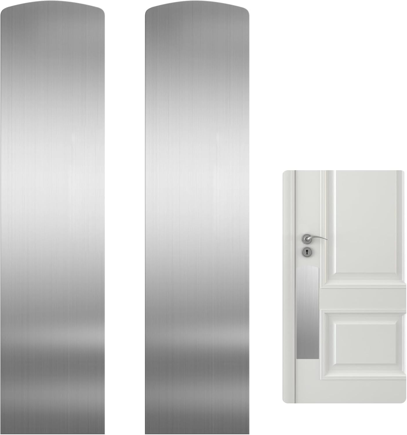 2 Pcs Door Scratch Protection Plate 4" x 16", Stainless 4 x 16 in, Nickel