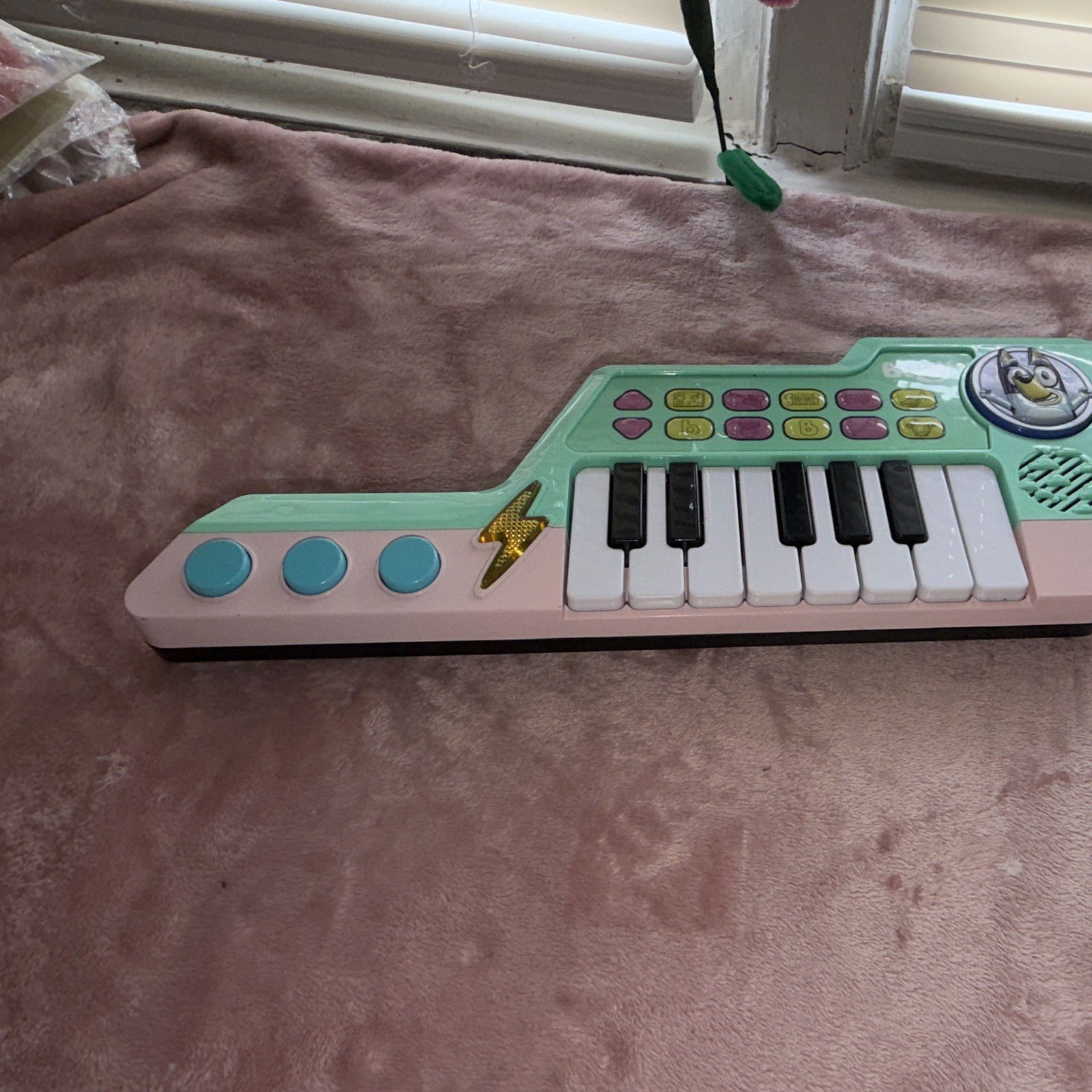 Bluey Kids Electronic Keyboard Toy Piano, 10 Keys, Green & Pink Colors