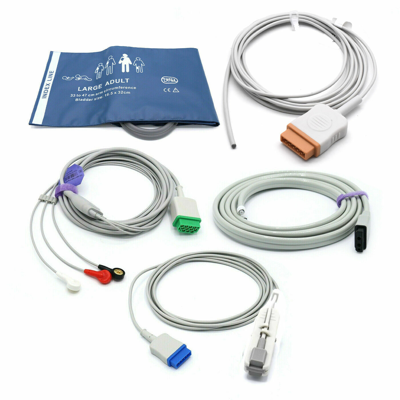 GE Marquette Veterinary Accessories Bundle Cuff,Hose,SpO2,ECG,Temperature - USA
