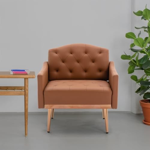 OLELA Chair, Single Sofa Rose Golden Feet Iron Plywood 37.03lbs W39536357 Brown