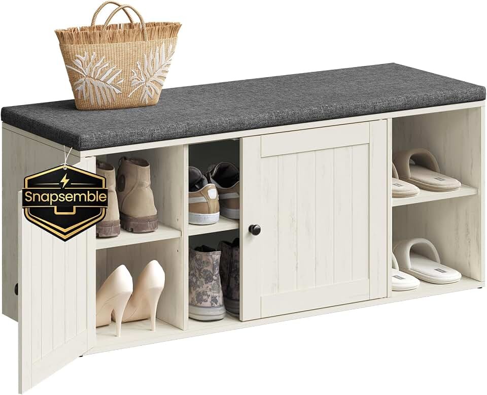 SONGMICS HOME Shoe Storage Bench, Snapsemble Superfast Assembly, Shoe Rack