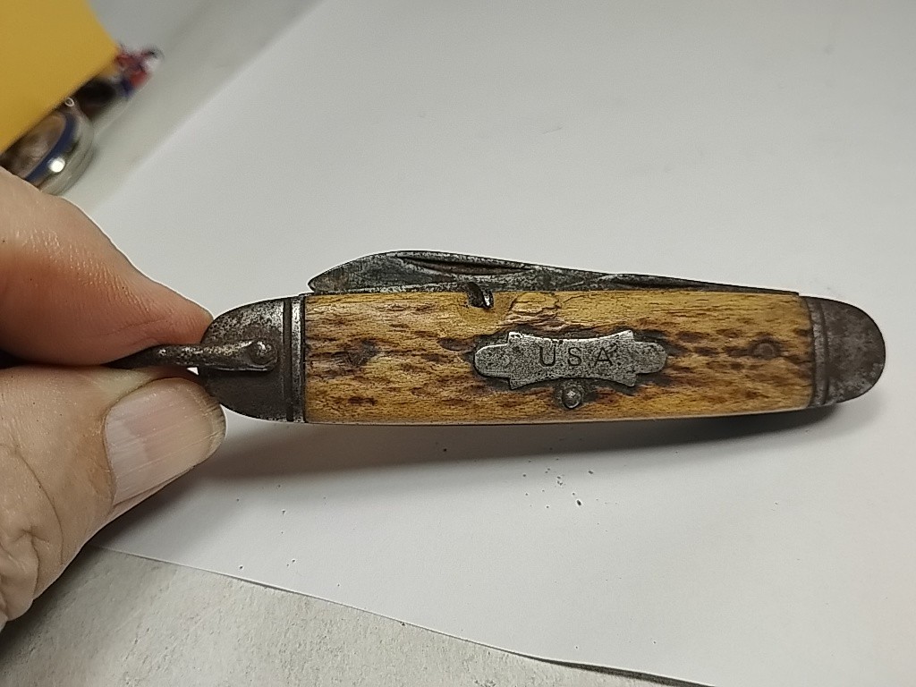 Antique Pocket Knife Camillus NY USA bone scales 4 blade WW2 Army Engineer