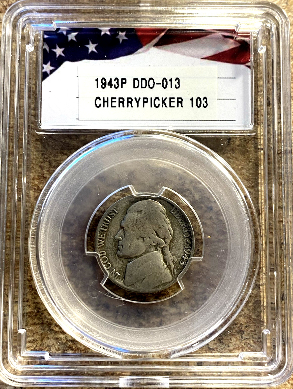 1943 P Jefferson War Nickel DDO Doubled Die Obverse  CHERRYPICKER FS-103