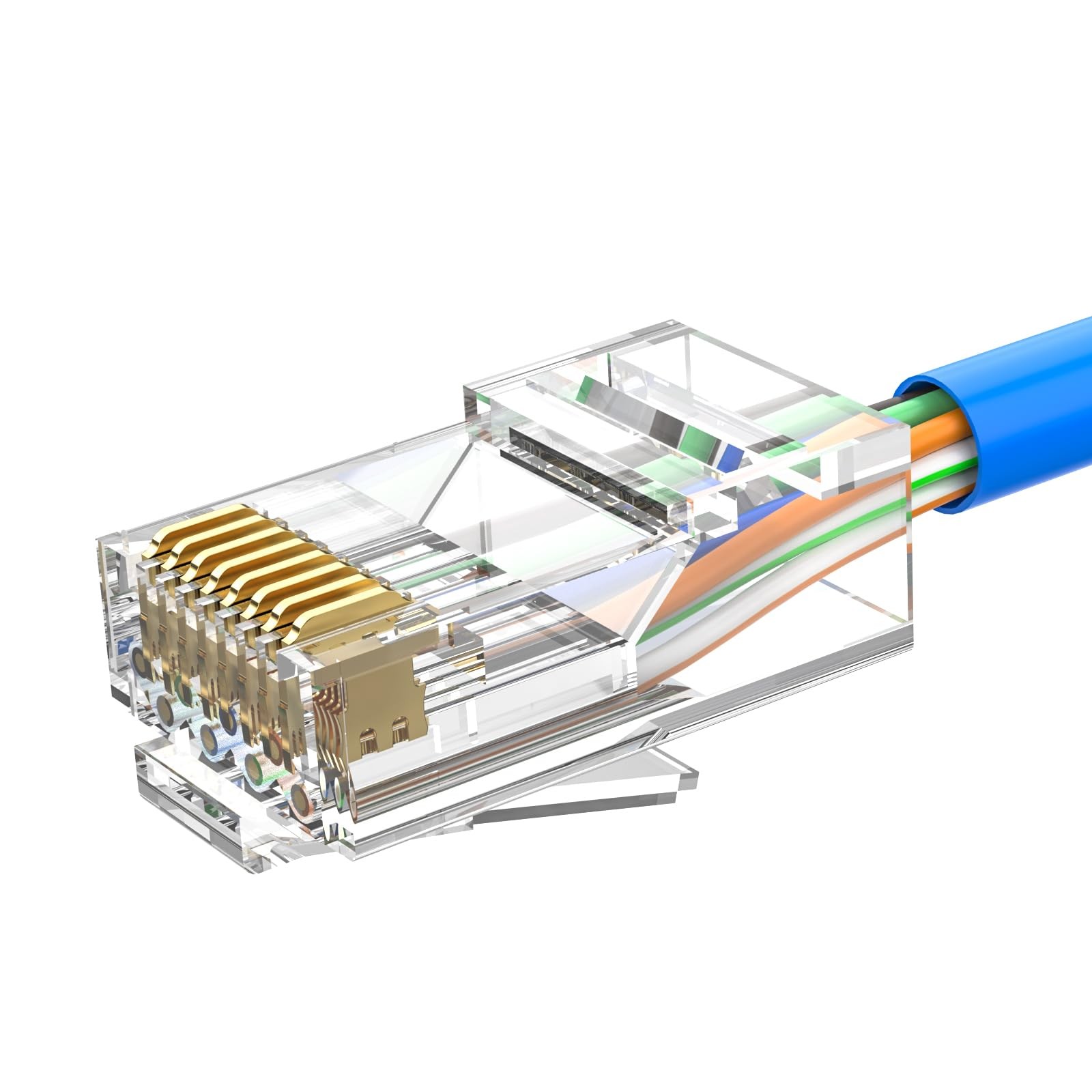 Cat6 RJ45 Connectors Unshielded Modular Plug Solid Stranded UTP 100 PCS