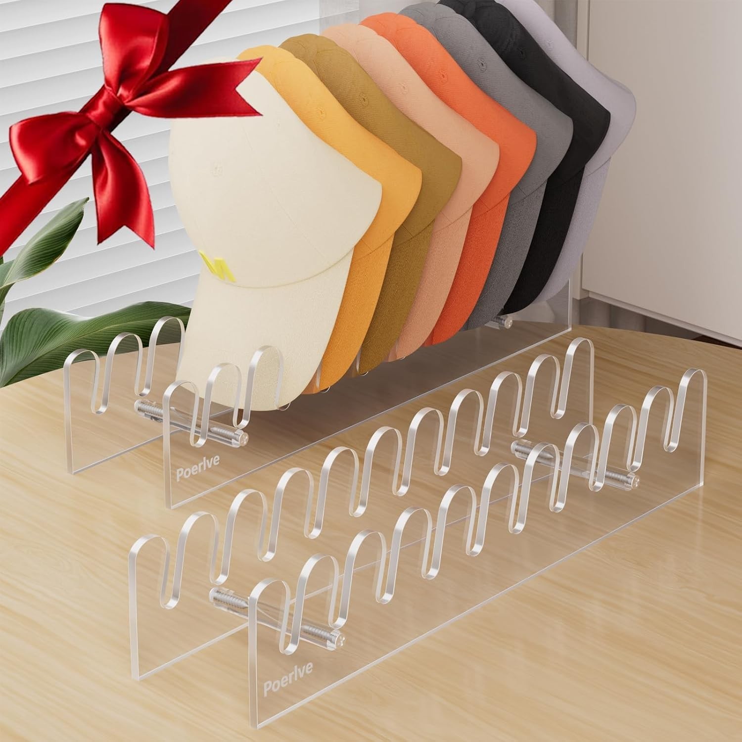 Elegant Acrylic Hat Stand for 10 Baseball Caps - Modern Storage Solution