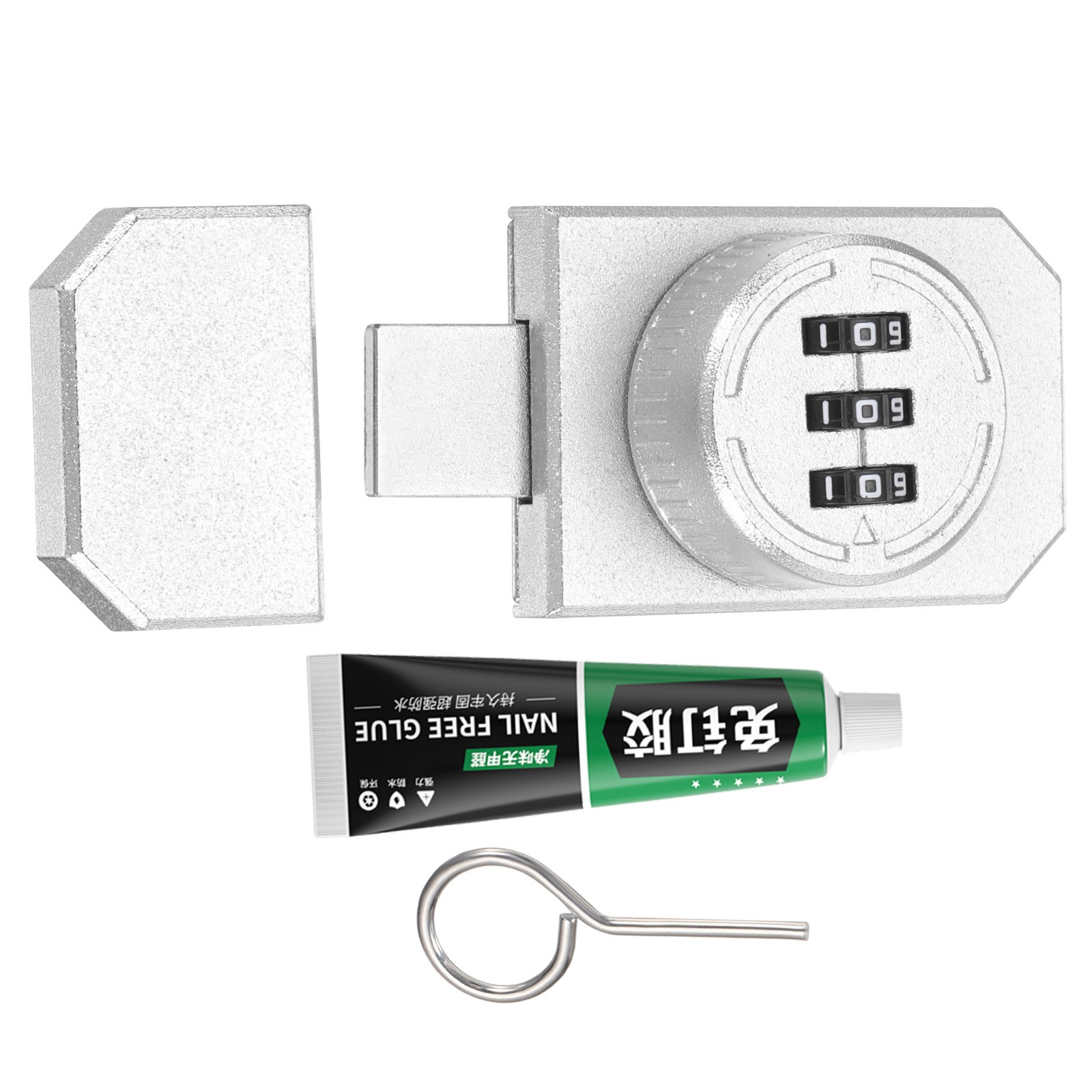 For adhesives, keyless combination lock with silver glue