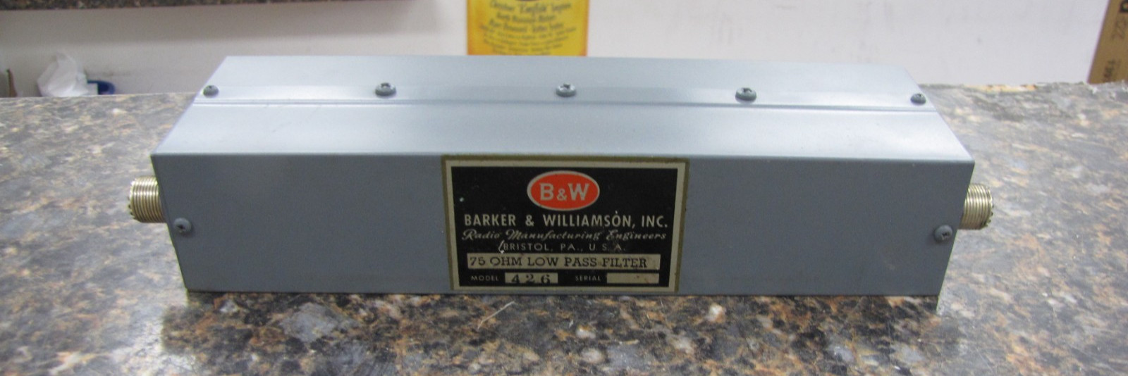 Barker & Williamson B&W Radio Engineers 426 Low Pass Filter 75 Ohms- NP37