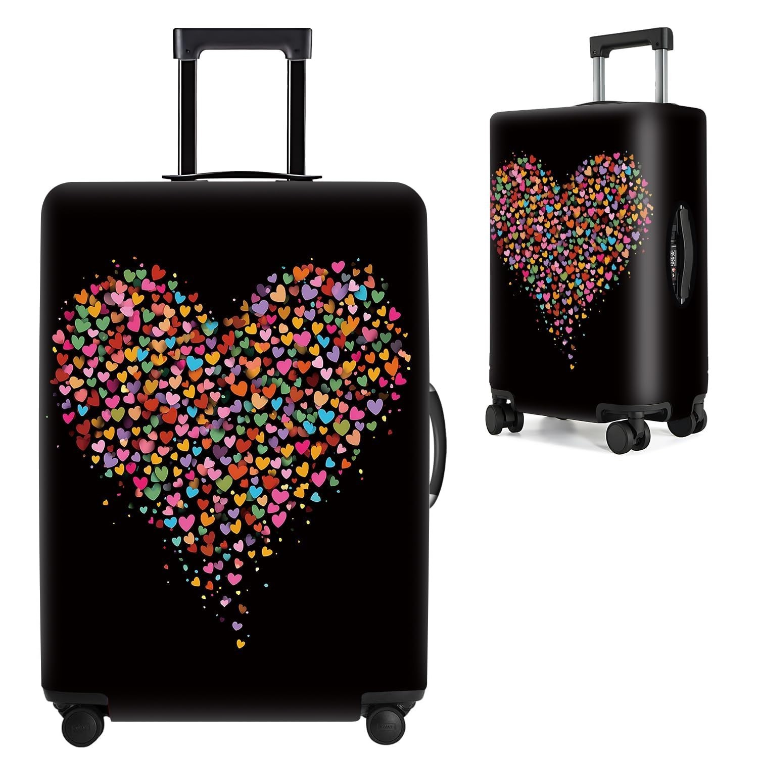 Luggage Cover - Colorful Heart Design, Bright and Playful Suitcase Protector ...