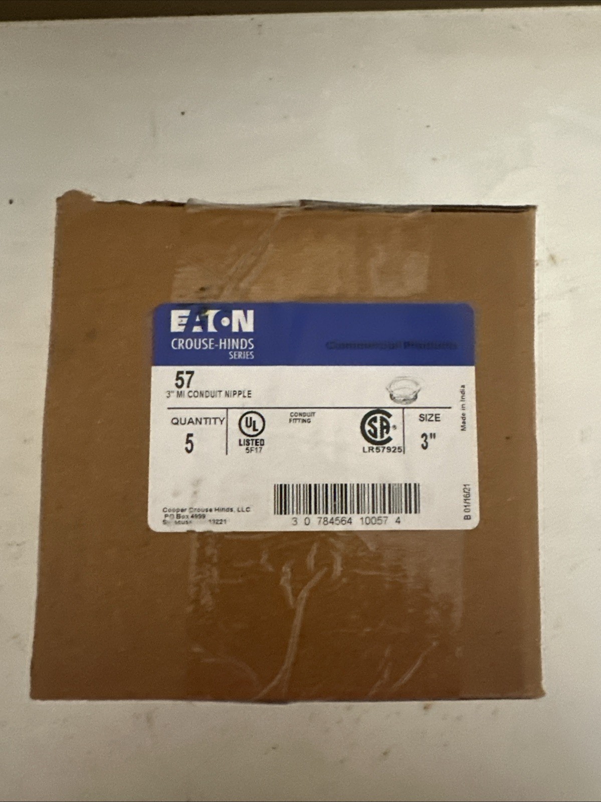 Eaton Crouse-Hinds 57 MI Conduit Nipple 3in. Qty 5