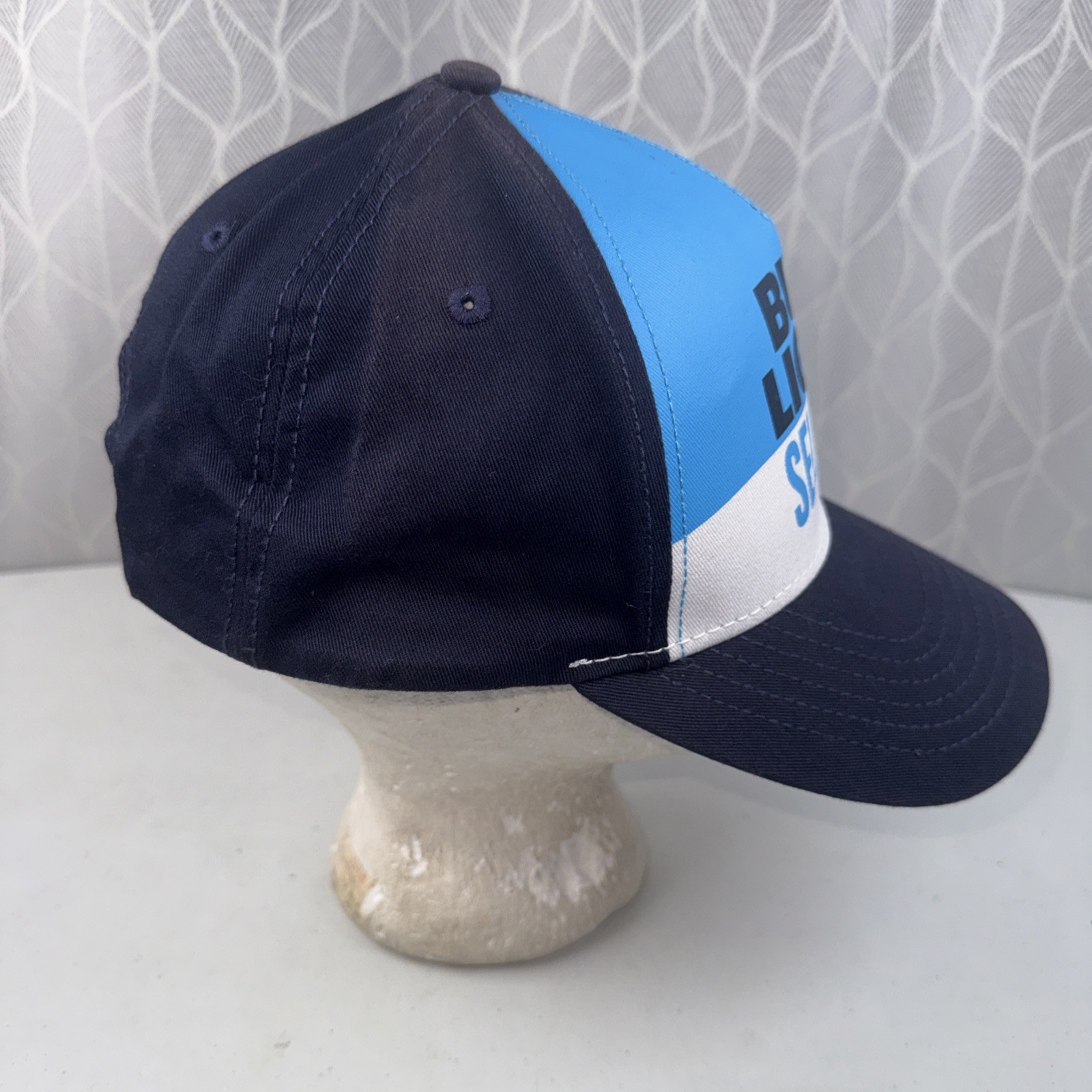 Bud Light Seltzer Black Brite Blue Letters on White Front Navy Hat Cap Snapback