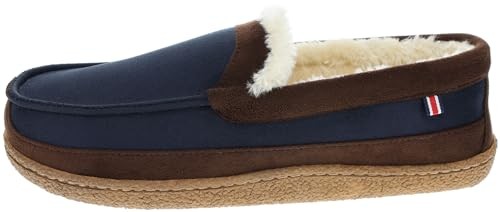 Men's Slipper with Memory Foam, Classic Soft Microsuede 8-9 Navy Blue