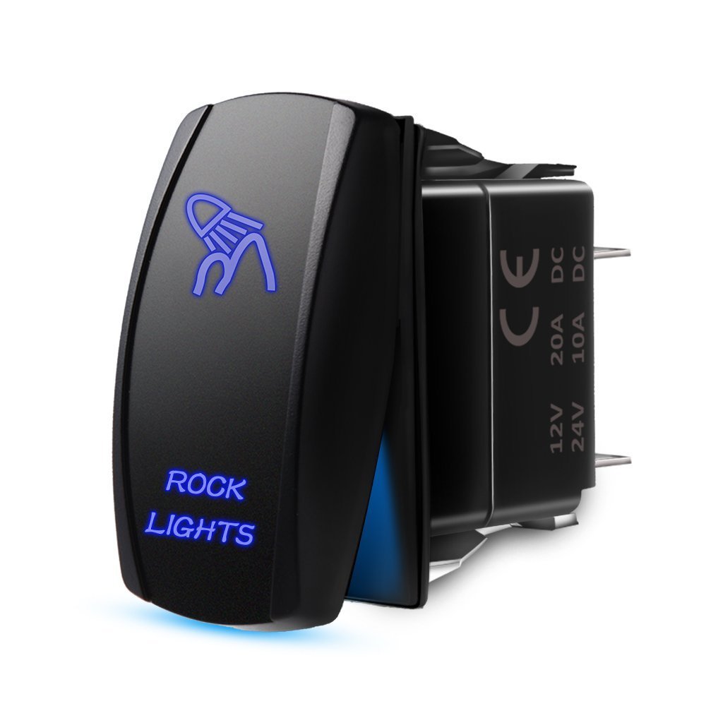 5pin 12V LED Rock Lights Rocker Switch ON-OFF LED Light 20A