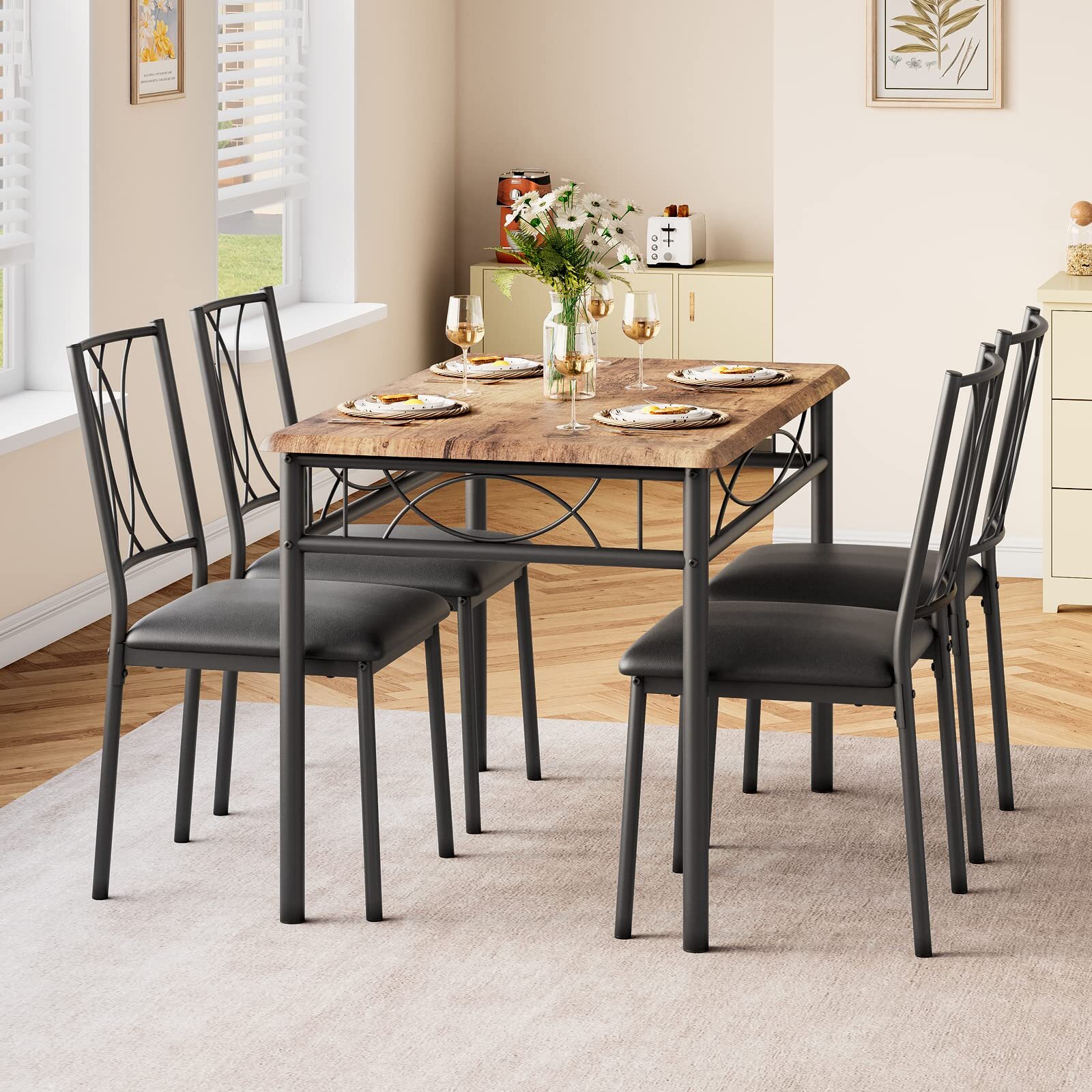 ✅5-Piece Dining Table Set for Small Space Kitchen Table Set for 4 Dining Room Se