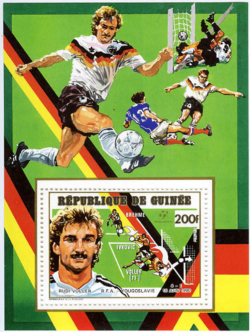 Guinea 1990 Perforated Football World Cup 90 Luxury Block N° 1308