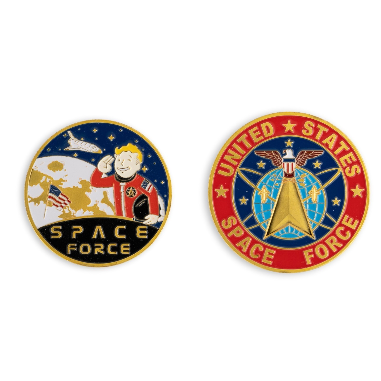 Fallout Vault Boy United States Space Force Coin Collector Metal Badge