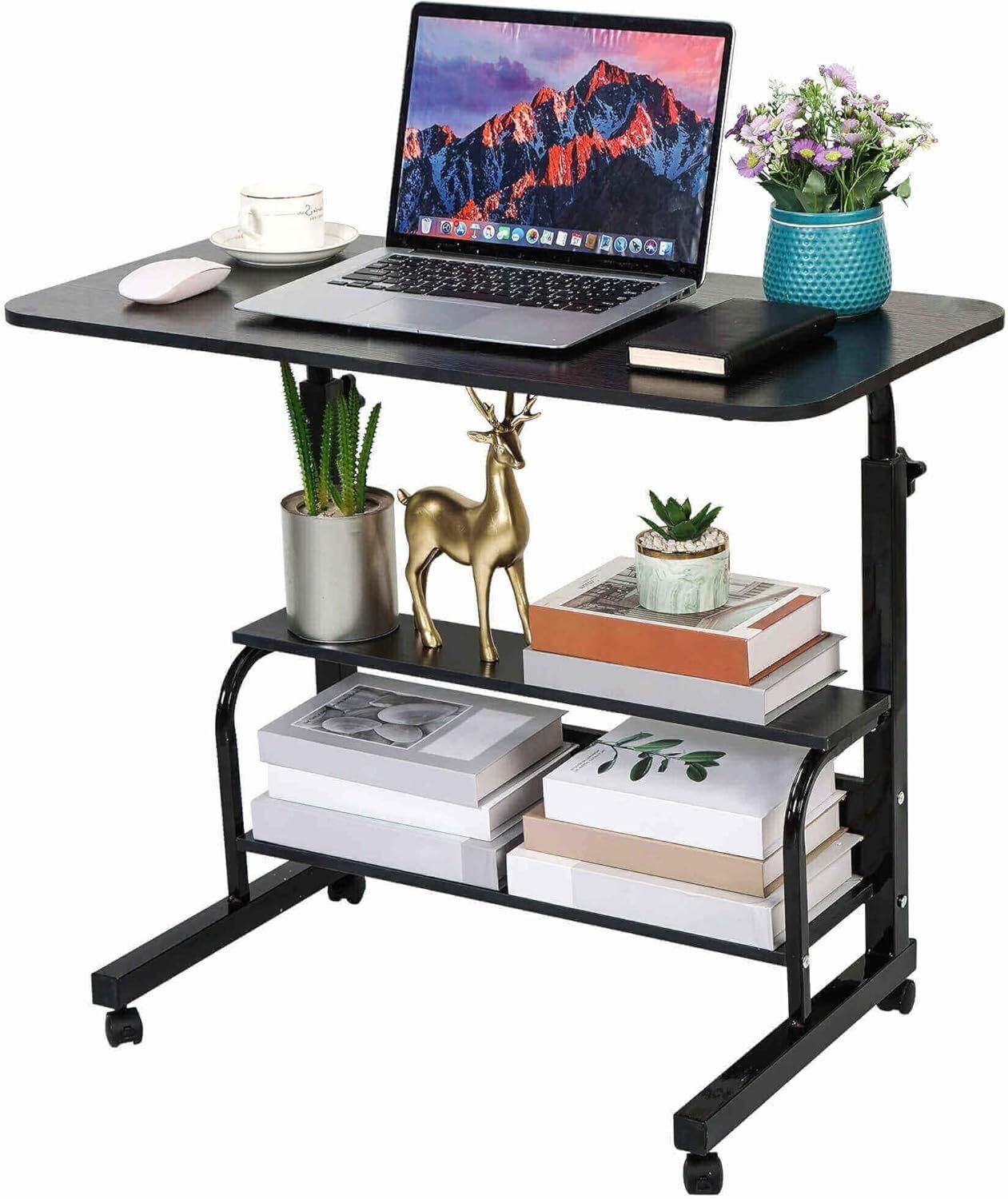 Adjustable Height Mobile Computer Desk Rolling Desk w/Wheels Home Office Desk US