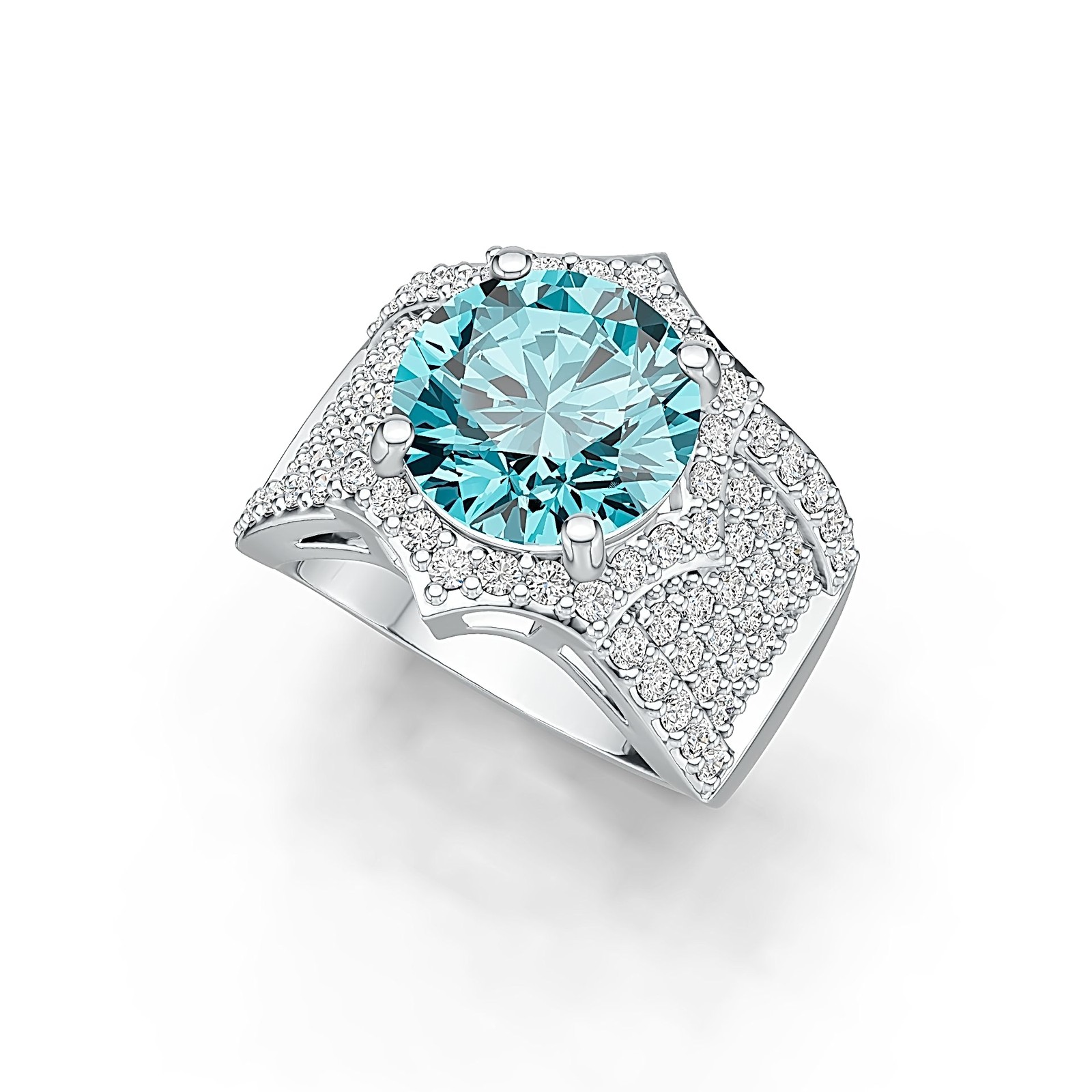 Sterling Silver Semi Mount Ring Setting Round 10x10mm with Topaz or Moissanite