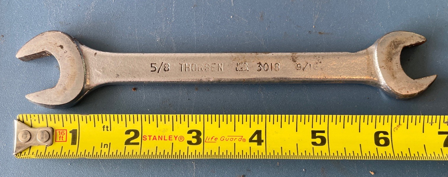 Vintage Thorsen 3018 Double Open End Wrench 5/8 and 9/16