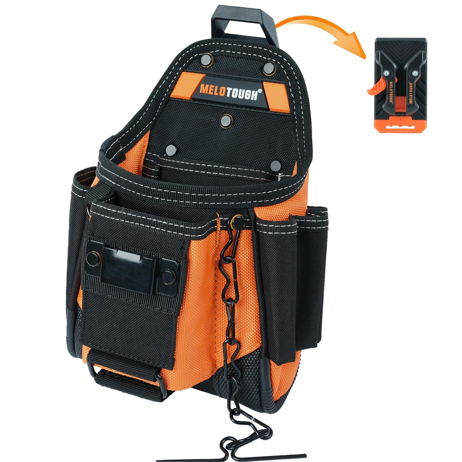 Small Electrician Tool Pouch Tool Belt Pouch with Belt Clip Attachment 9 Pock...