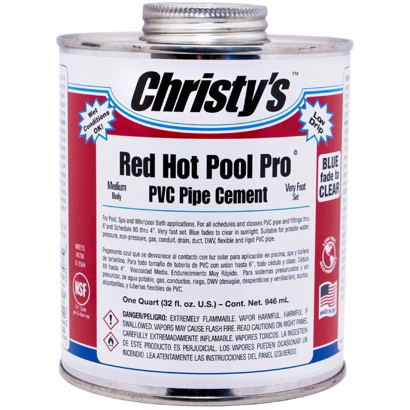 Christy's 505172 Red Hot Pool Pro Clear Vinyl PVC Pipe Adhesive 8 oz.