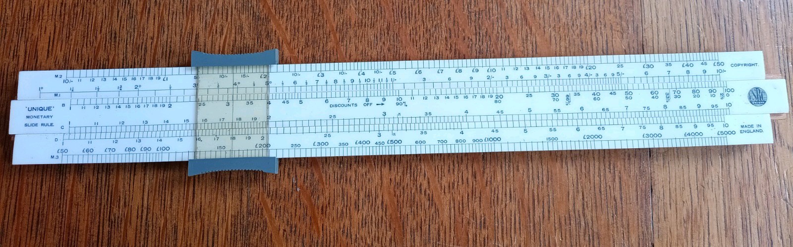 Rare Vintage Unique Slide Rule Company Wooden Monetary Slide Rule