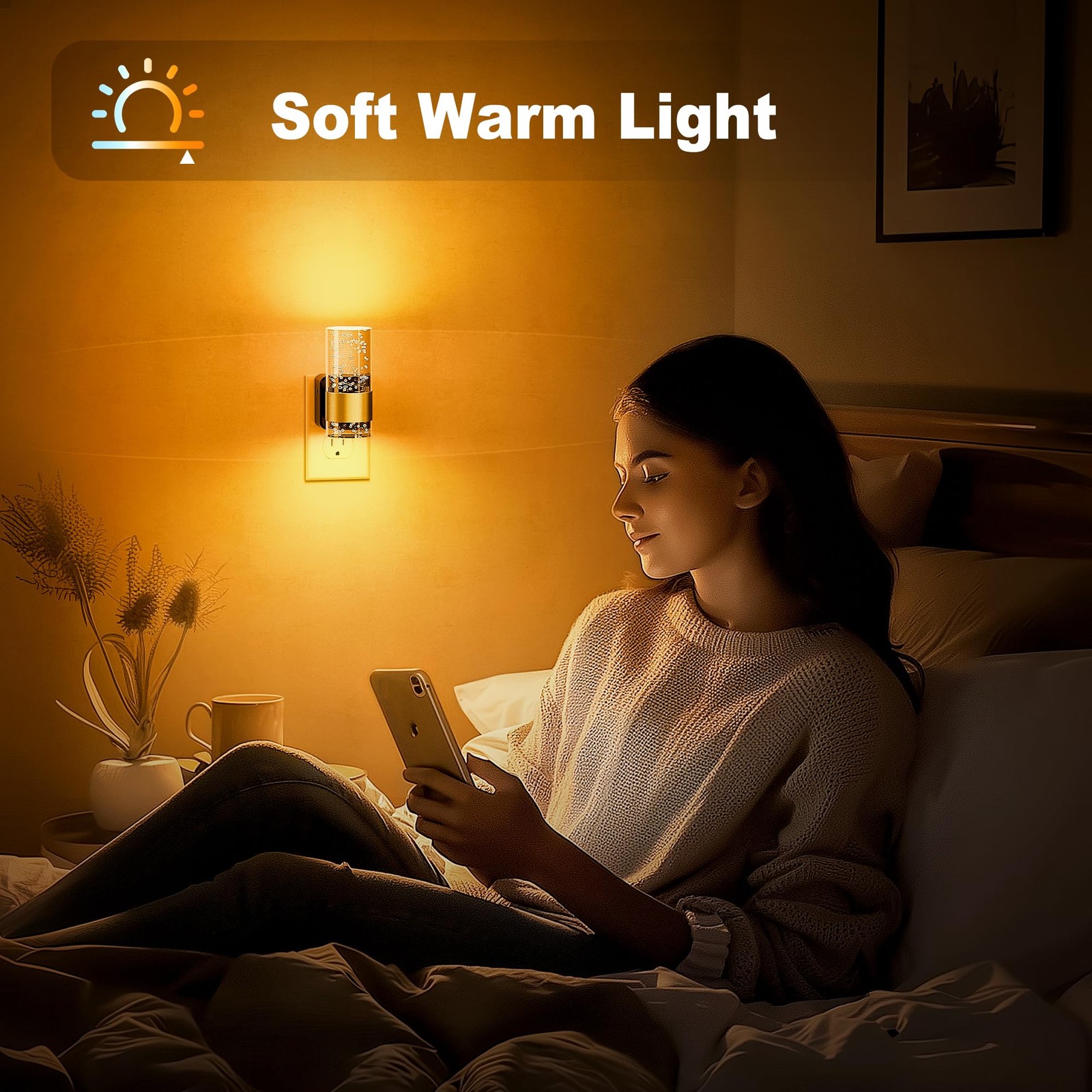JandCase Night Light, Automatic Night Lights Plug into Wall, Dimmable LED Nig...