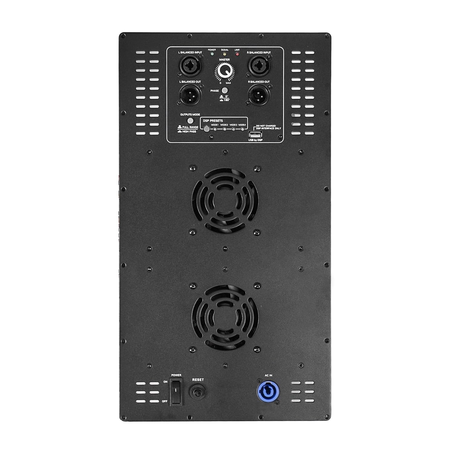 2-Channel Class-D Plate Amplifier 2 x 800W Continuous w/Low-Pass Filter for PA