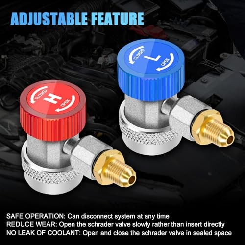 AC R134A Adjustable Quick Coupler Adapter and Refrigerant Can Tap Valve Tool